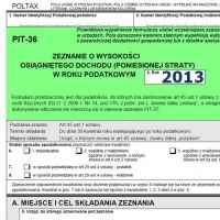 Zeznanie PIT-36 za 2013 r.
